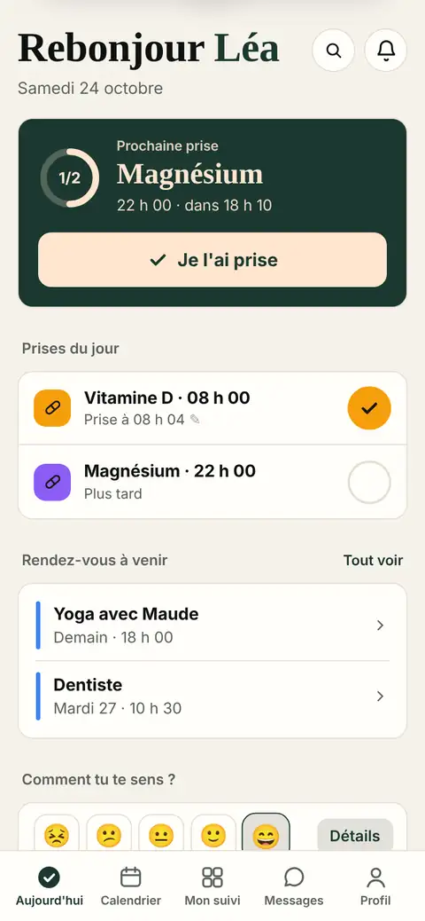 L'écran Aujourd'hui de Daystrand